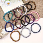 80 pulseras bohemias elásticas con cuentas de piedra de color aleatorio - Joyería unisex extensible apilable multicolor para hombres y mujeres, uso diario y para regalar