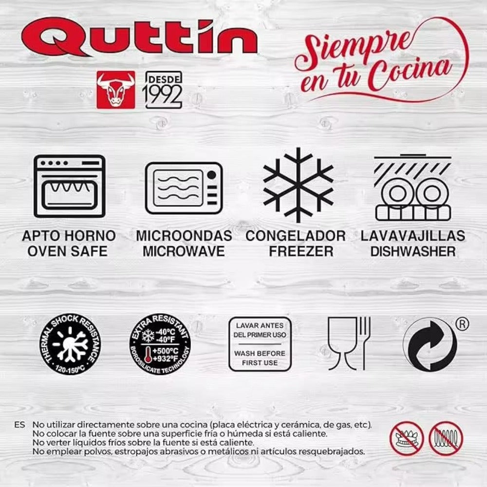 Recipientes de Cristal para Alimentos, para Comida Hermetico, Apto para lavavajillas, Congelador, Microondas, sin BPA - Marca Quttin