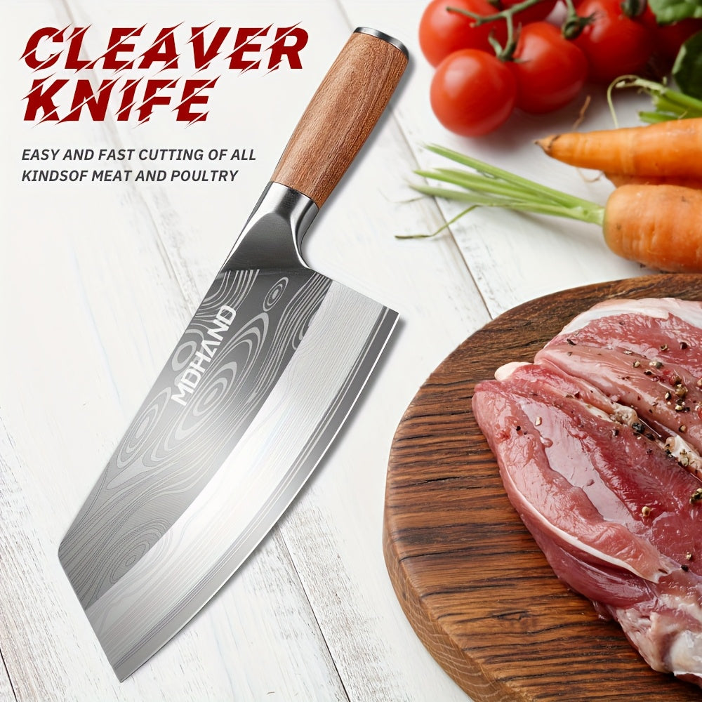 Cuchillo de cocina | 1 pieza Cuchillo de cocina de acero de Damasco, afilado como una cuchilla para rebanar y desmenuzar en la cocina, dureza de