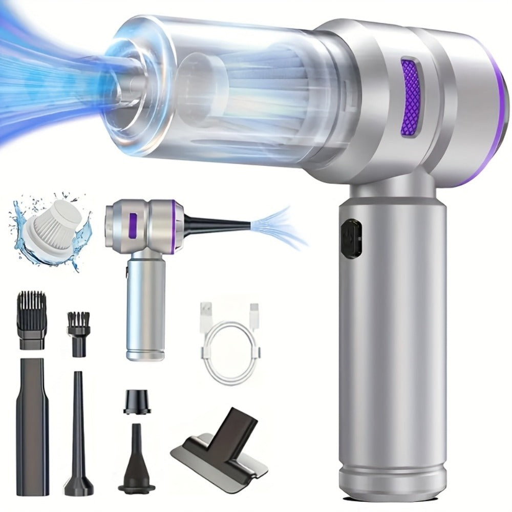 Aspiradora portátil inalámbrica de mano con soplador y succión en uno, carga USB, filtro lavable, equipada con batería de litio duradera, adecuada para limpiar polvo, migas de snacks, pelo, apta para sofás, alfombras, escritorios, escaleras.