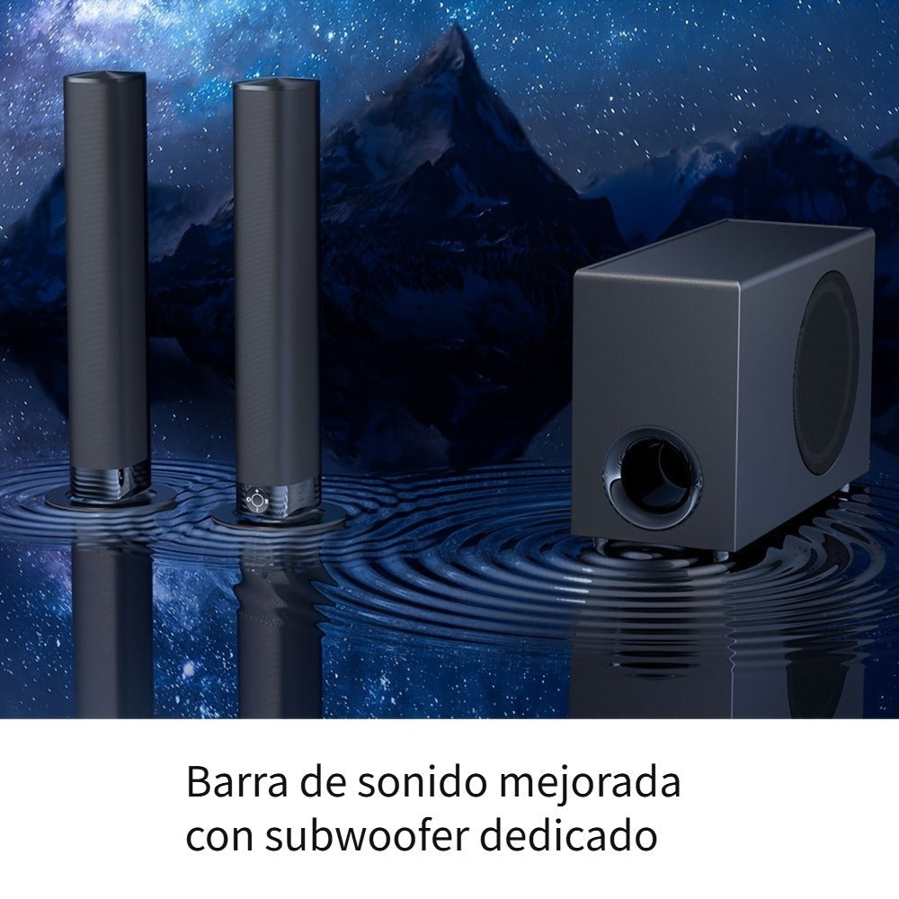 Barra de sonido con subwoofer, barra de sonido para Smart TV, con graves profundos, aumento de volumen y 3 modos de ecualizador, conexión inalámbrica/ARC/óptica/AUX, barra de sonido desmontable con control remoto por infrarrojos