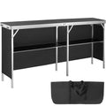 VEVOR Mesa Podio Portátil para Ferias, 77.95" x 15.16" x 34.65", Soporte de Exhibición para Mostrador de Ferias con Pared, Mesa Podio Plegable para Promociones y Ventas Minoristas con Estante de Almacenamiento y Bolsa de Transporte