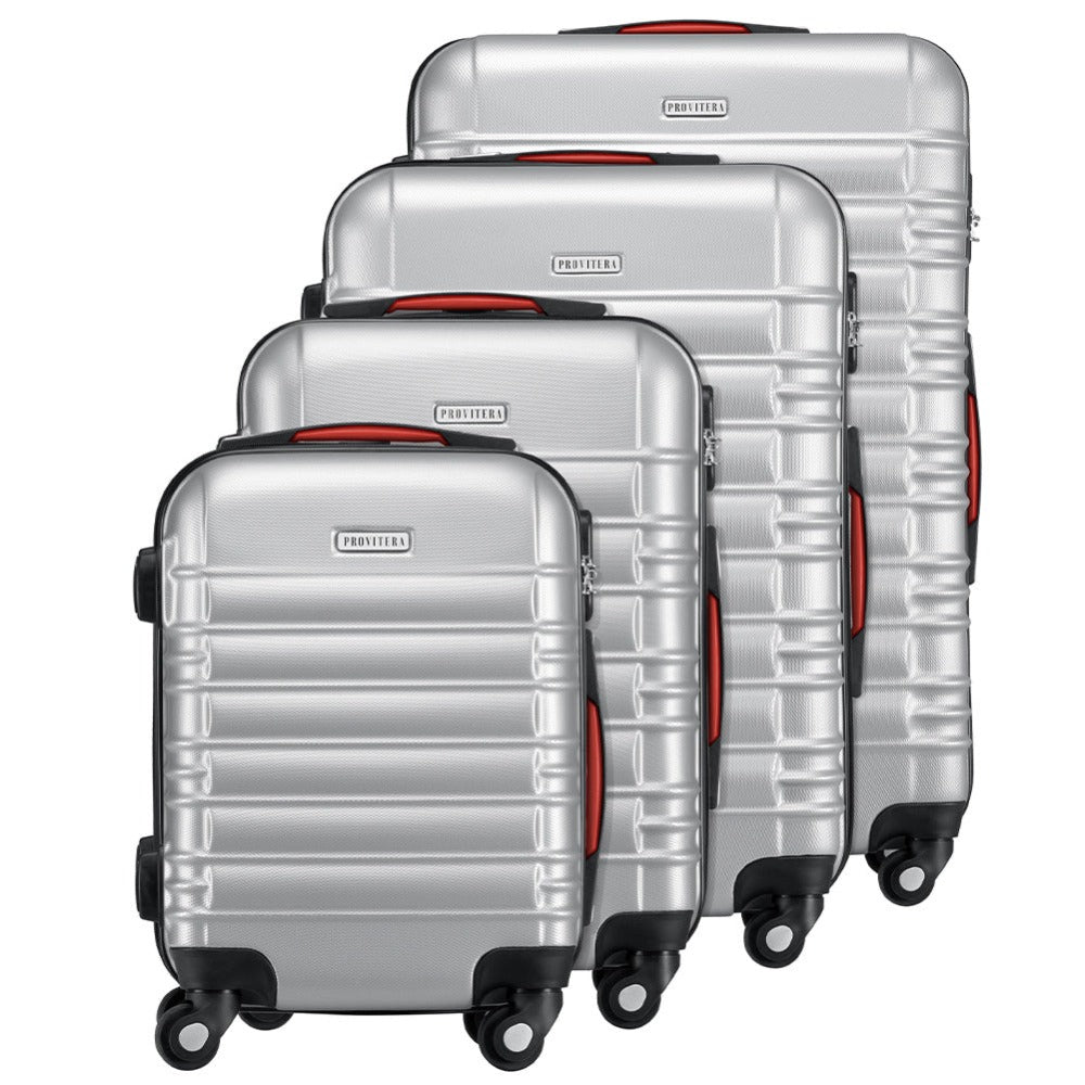 Conjunto PROVITERA de 4 Maletas Rígidas de ABS, Maleta Rígida S-M-L-XL con Asa Telescópica de Gel y 4 Ruedas de Rodadura Fácil, Trolley Ligero y Resistente al Viaje, Equipaje de Mano con Cerradura de Código, Mangos de Gel Ergonómicos, Ruedas Giratorias de