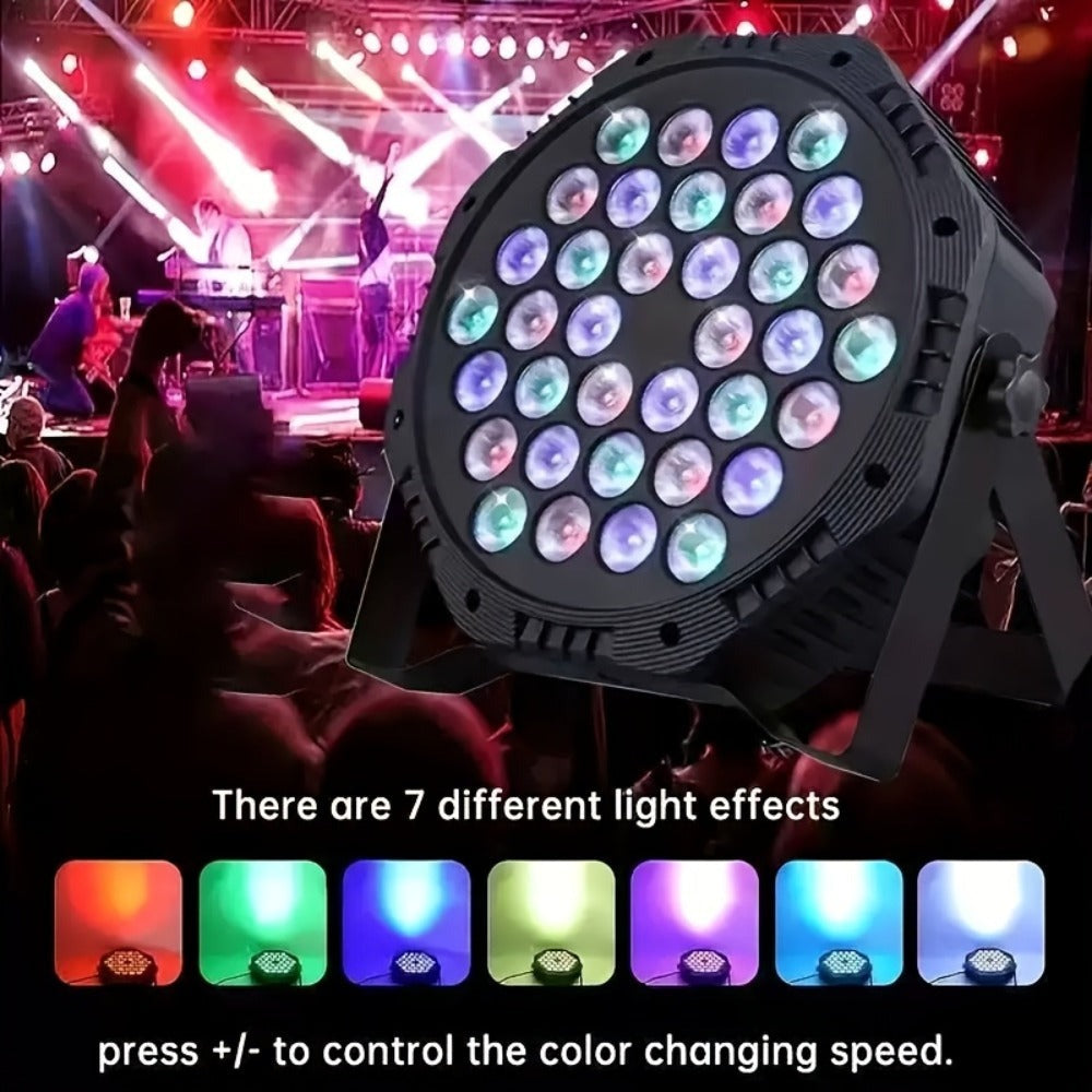 Foco de 1 Escenario, Luz Par Estilo USB, 36 Bolas de Luz, Luz Par LED RGB para Fiestas, Luz de Escenario LED, Luz Par Activada por Sonido que Cambia de Color, Luz Par para DJ, Eventos, Bodas, Fiestas de Baile, Actuaciones de Boda