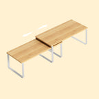 Par de organizadores de especias, estantes de encimera para la cocina, apilables y ajustables, fabricados con metal y madera de ingeniería, con un extremo en forma de nube y beige natural