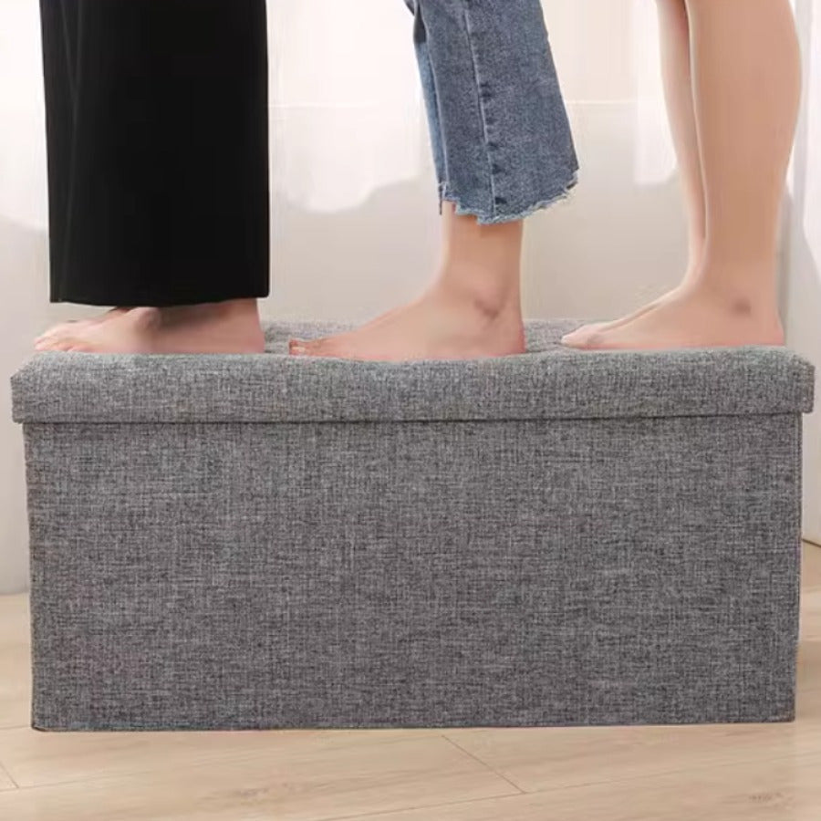 Reposapiés otomano de almacenamiento, taburete plegable para pies, caja de almacenamiento, taburete para el hogar, taburete para pies, banco, caja grande para guardar ropa de lino
