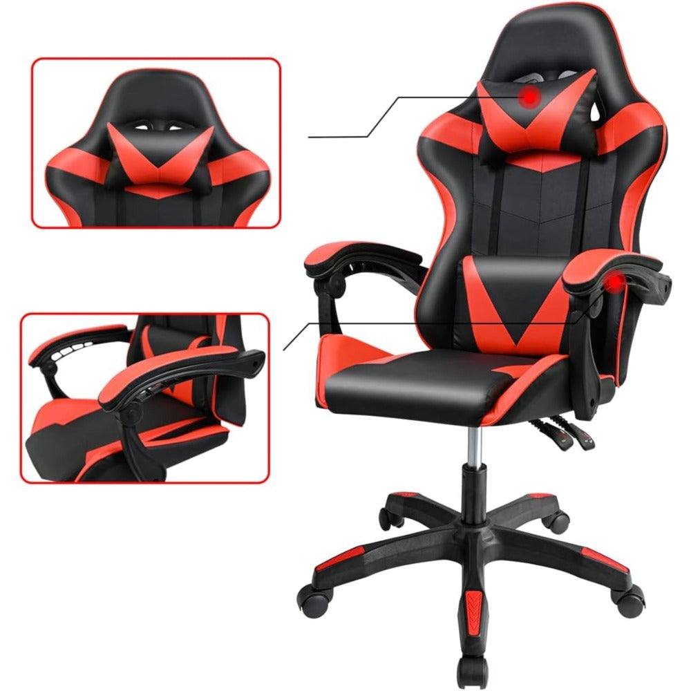 Silla Gaming para Escritorio, Oficina y Juegos Online Giratoria. Silla Cmoda de Altura Ajustable para Gaming ergonmica, de piel sintética. Silla racing de gaming videojuegos y de oficina. Es ergonmica y con diseño moderno (S001 7499 8499 )
