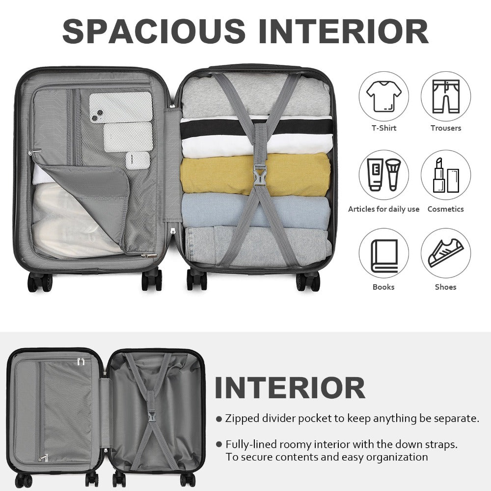 1 pieza de maleta de cabina de 20 pulgadas (55 cm) de ABS prémium con candado de combinación seguro para viajes sin esfuerzo, regreso a clases, regalo de vacaciones
