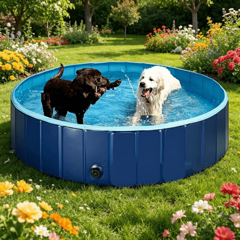 Piscina Plegable para Perros Gatos Bañera Portátil para Mascotas Plegable PVC y Resistente 80x20cm