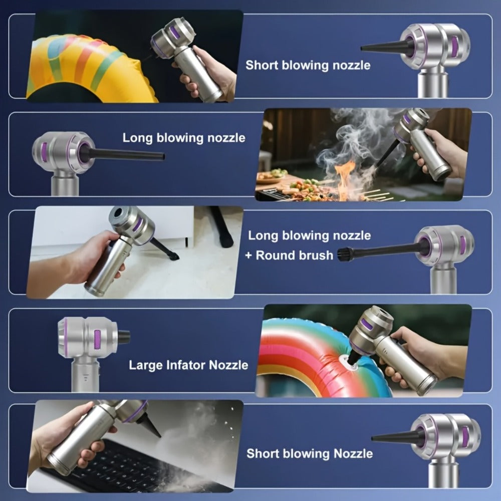 Aspiradora portátil inalámbrica de mano con soplador y succión en uno, carga USB, filtro lavable, equipada con batería de litio duradera, adecuada para limpiar polvo, migas de snacks, pelo, apta para sofás, alfombras, escritorios, escaleras.