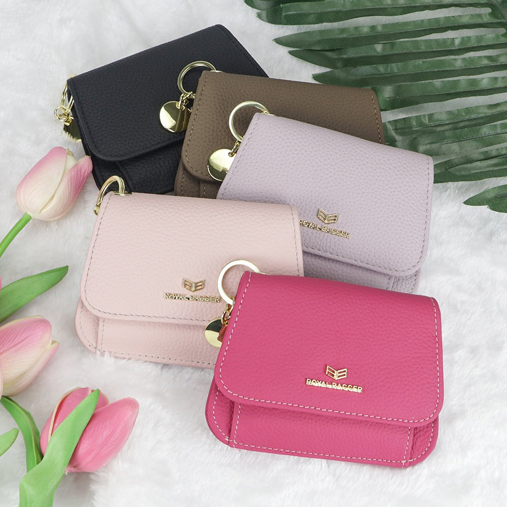 Royal Bagger Cartera Corta de Cuero Auténtico de Vaca para Mujer, Monedero con Bloqueo RFID, Múltiples Ranuras para Tarjetas y Llavero 2443