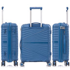 Maleta de cabina de 55x39x21.5cm (46L) de polipropileno - Candado incrustado - 20 pulgadas - RK06 Choco Azul Marino
