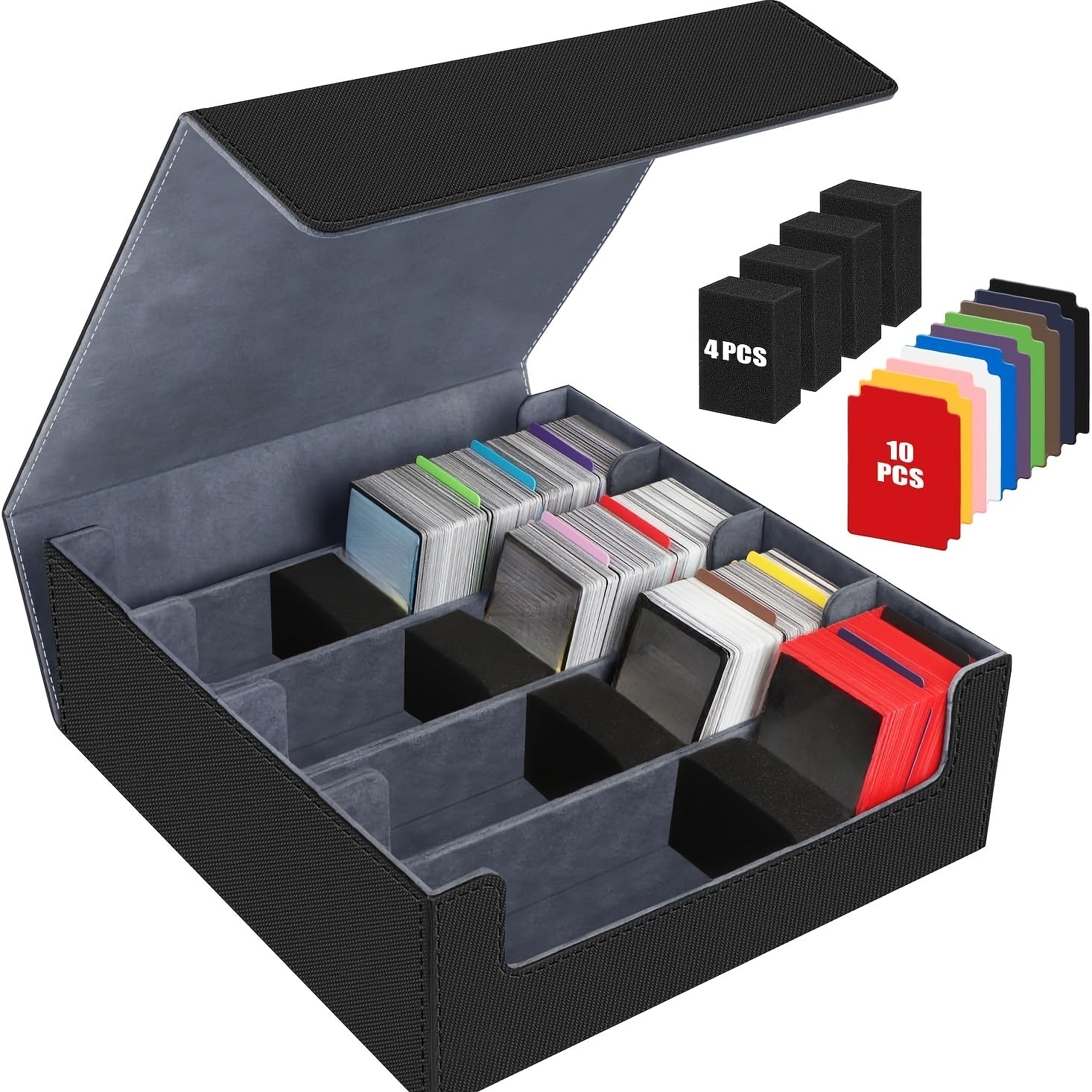 Caja de almacenamiento para tarjetas coleccionables para más de 3000 tarjetas, caja magnética para barajas de tarjetas adecuada para MTG y tarjetas deportivas, caja premium para barajas de tarjetas Commander con 10 separadores de tarjetas compatibles