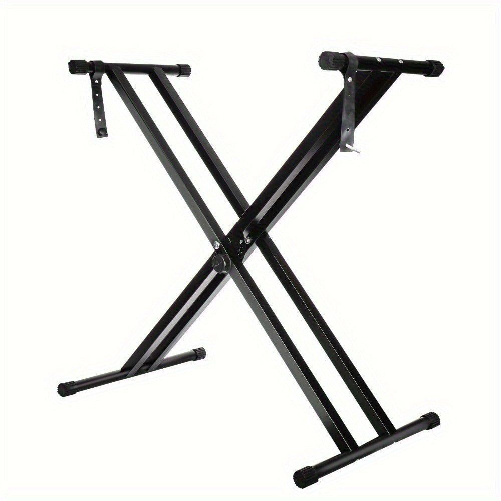 Soporte para teclado ajustable en altura de 49 cm a 97 cm, plegable tipo X con doble refuerzo para teclados y pianos digitales (barra fija)