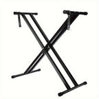 Soporte para teclado ajustable en altura de 49 cm a 97 cm, plegable tipo X con doble refuerzo para teclados y pianos digitales (barra fija)