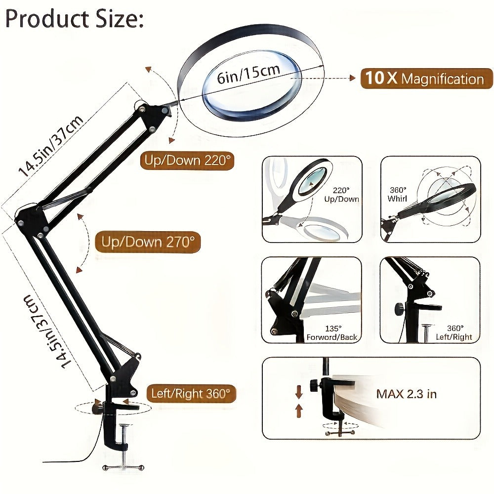 Lupa con luz LED ajustable | Lectura reparación precisión y manualidades