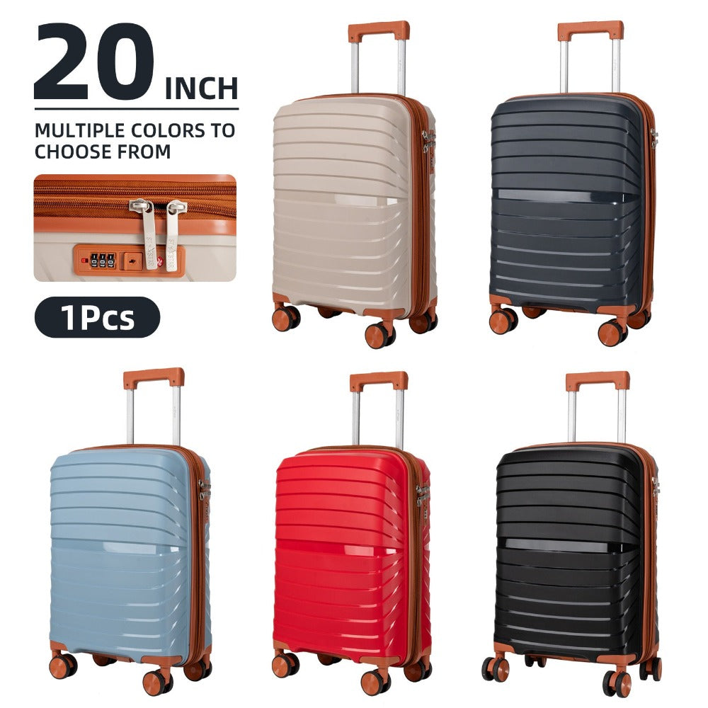 Maleta Nueva de 20 Pulgadas 100% PP | Resistente a Golpes y No Deformable | Diseño Expandible | Lista para Vuelos | Ideal para Aventuras de Viaje y un Regalo Práctico Perfecto para Amigos