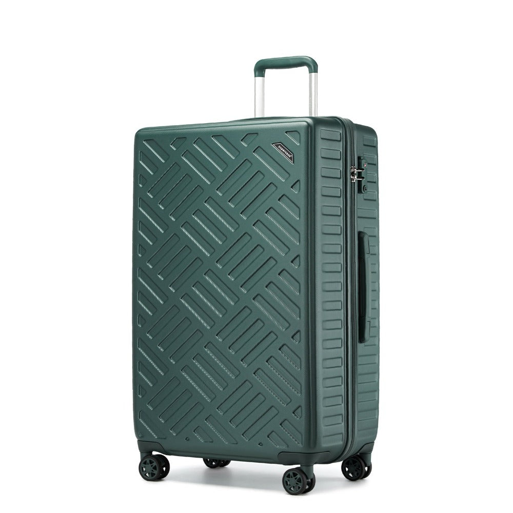 1pieza de 20/24/28 pulgadas Drak Green Sleek Geometric Pattern Hard Shell ABS+PC Maleta con cerradura TSA para viajes sin esfuerzo Regreso a la escuela Regalo de vacaciones