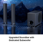 Barra de sonido con subwoofer, barra de sonido para Smart TV, con graves profundos, aumento de volumen y 3 modos de ecualizador, conexión inalámbrica/ARC/óptica/AUX, barra de sonido desmontable con control remoto por infrarrojos