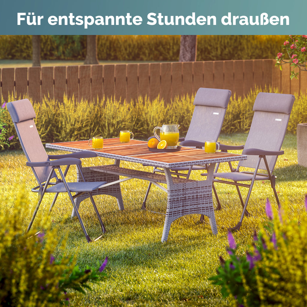 CASARIA® Sillas de Jardín Juego de 4 Plegables Ajustables en 7 Direcciones de Aluminio con Respaldo Alto Función Reclinable Silla de Camping Plegable para Balcón Silla Plegable Respaldo Alto