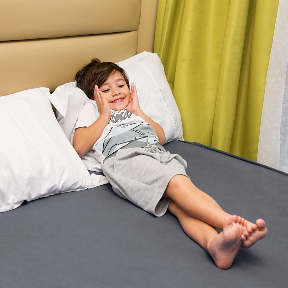 1 Sábana Ajustable de Bambú y Algodón, Sábana Ajustable para Niños, Cubre Colchón Suave, Sábana Transpirable para Todas las Estaciones, Ropa de Cama Lavable a Máquina para Dormitorio, Habitación de Invitados y Escuela, Color Aleatorio