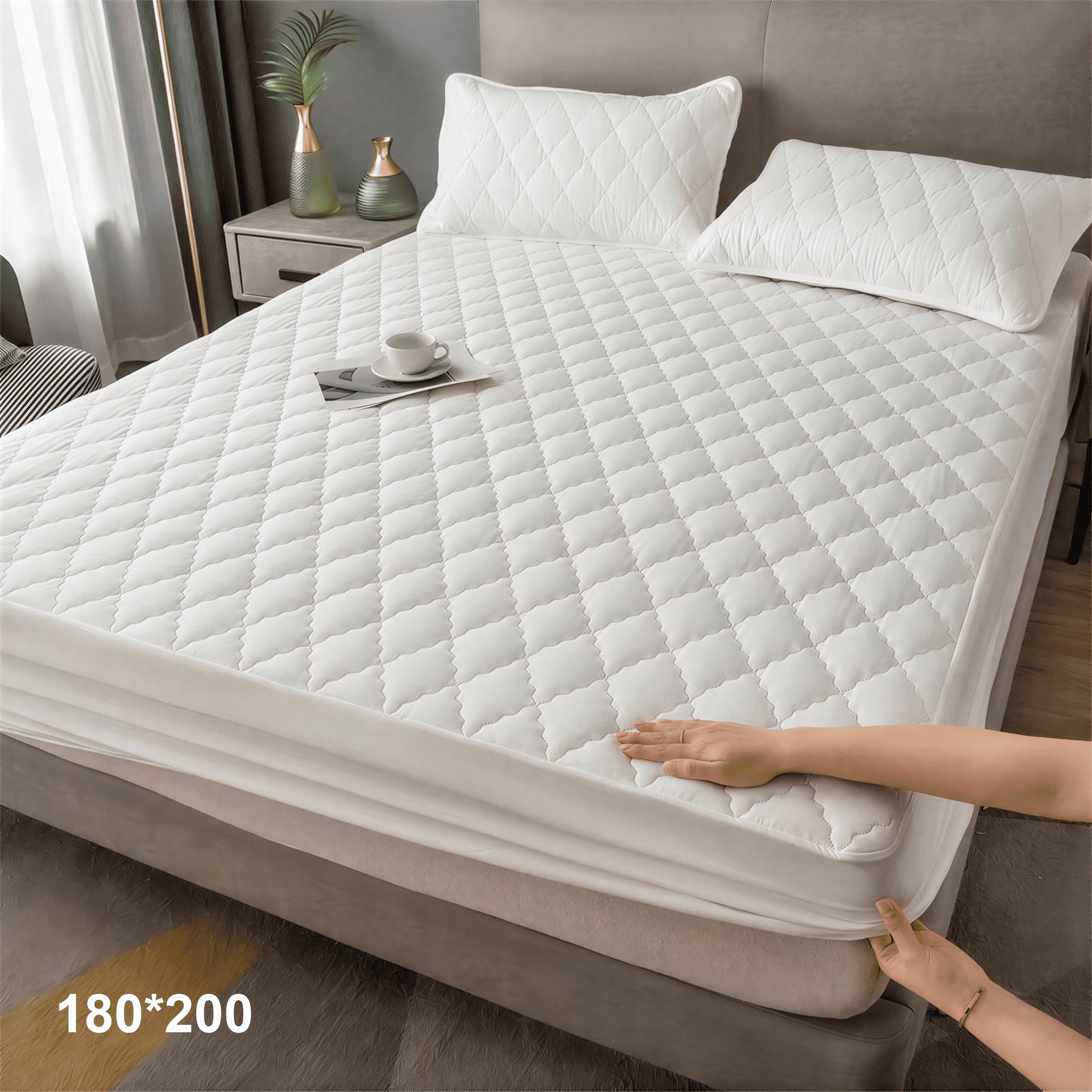 1 pc Protector de colchón acolchado, Súper Suave y Cómoda, Funda de colchón Elástico en Todo Contorno, Lavable a Máquina, Cubre de Colchón Ideal para Dormitorios, Habitaciones de Invitados, Residencias y Hoteles