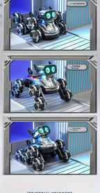 Robot Perro Espacial Mecánico más Nuevo de 2025 con Control Remoto y Tracción en 8 Ruedas, Apto para Fiestas, Espectáculos de Acrobacias - Juguete de Robot de Plástico Duradero, Mascota Electrónica para Juego al Aire Libre, Construcción Robusta, Acrobacia