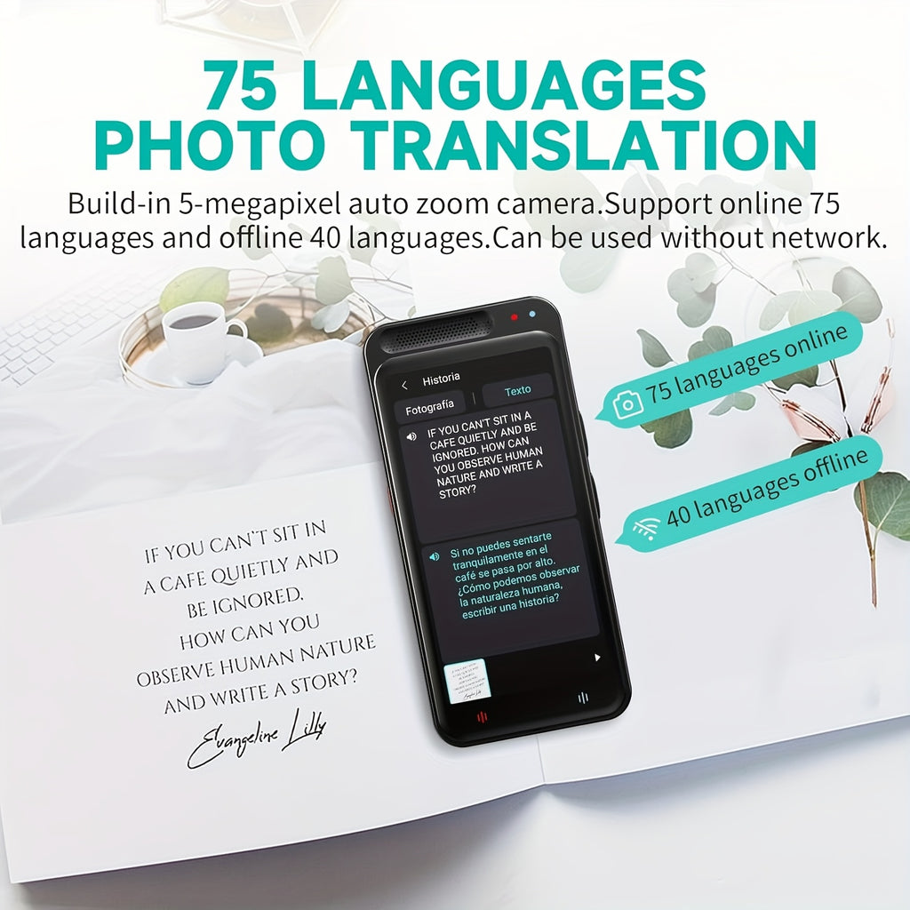 Traductor de voz bidireccional con IA portátil | Viajes, negocios y aprendizaje