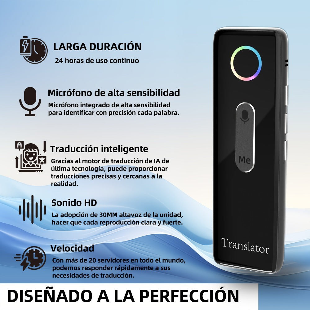 Gadget de traducción de idiomas compacto, traductor bidireccional instantáneo, aplicación de traducción de voz en línea, compatible con 136 idiomas, dispositivo de traducción altamente preciso para viajes, negocios y educación
