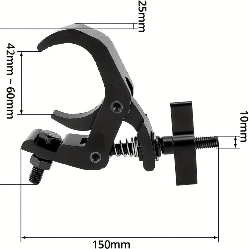 8 ganchos ajustables de aleación de aluminio para luces de escenario, ganchos de color negro para luces par, ganchos para luces de haz, gancho para faros delanteros para luces de escenario al aire libre, se adaptan a trusses o tuberías de diámetro de 1.57