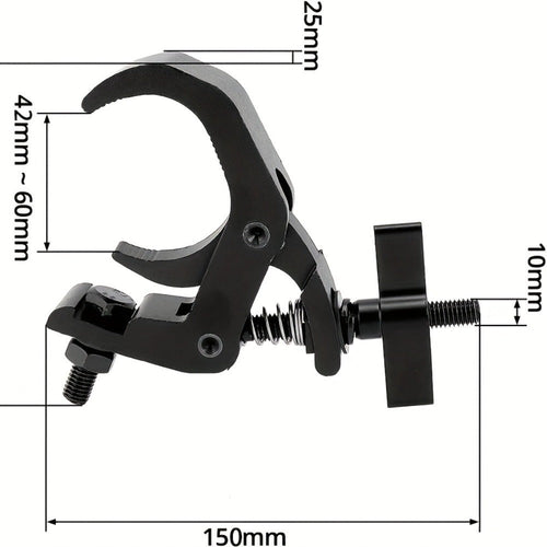 8 ganchos ajustables de aleación de aluminio para luces de escenario, ganchos de color negro para luces par, ganchos para luces de haz, gancho para faros delanteros para luces de escenario al aire libre, se adaptan a trusses o tuberías de diámetro de 1.57