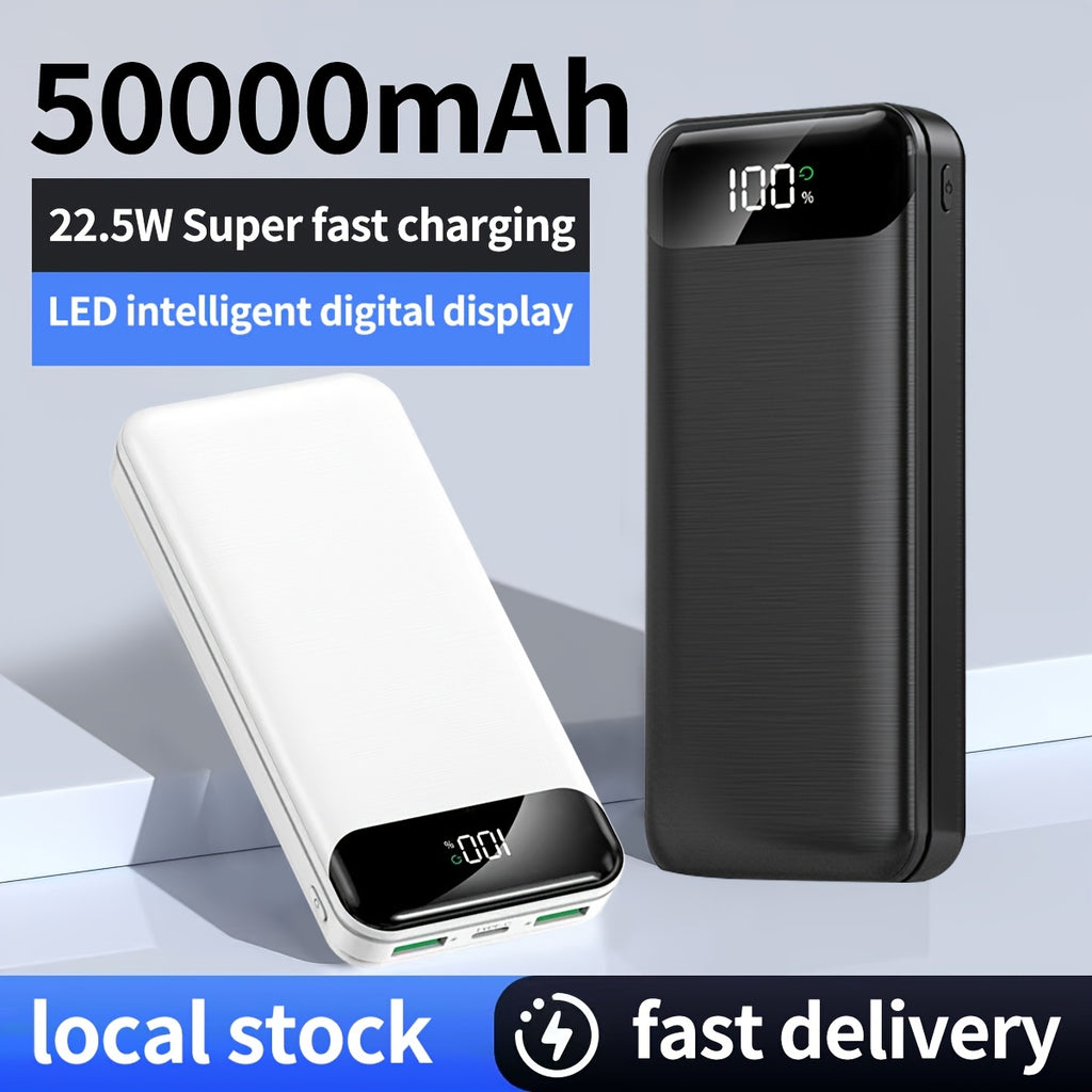 Batería externa | Batería portátil de gran capacidad 50000mAh con carga rápida PD22.5W, doble puerto USB de salida/pantalla LED de energía