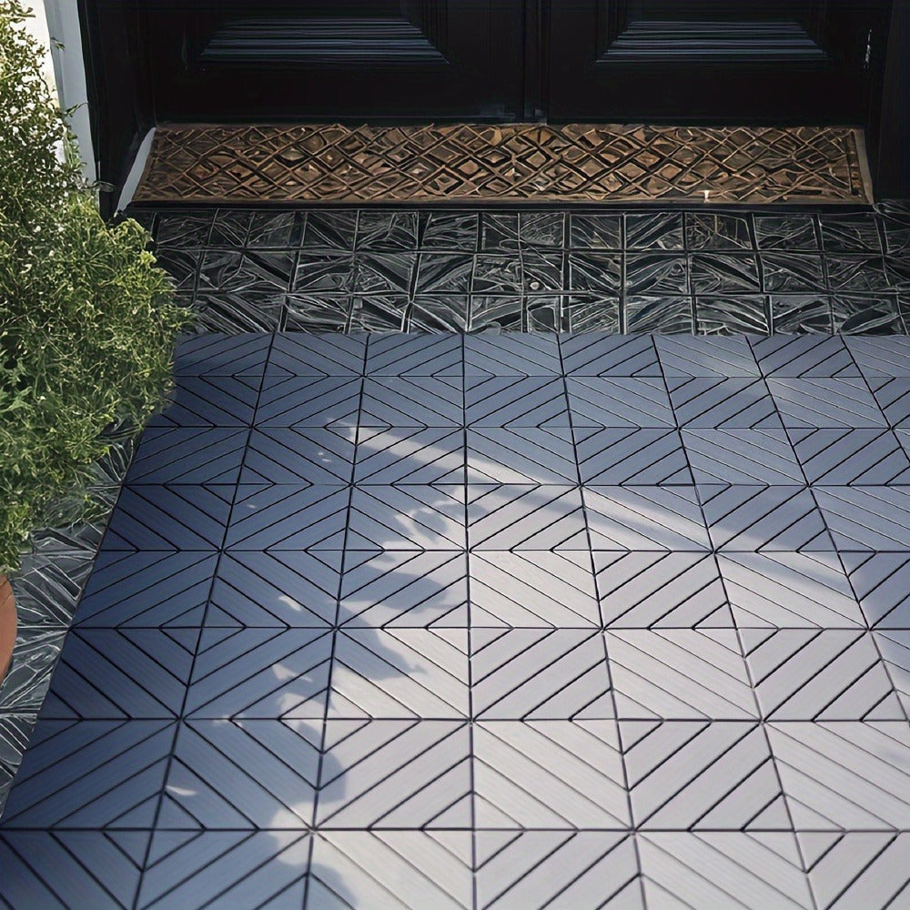 Baldosas de plástico entrelazadas para terraza, paquete de 54 baldosas impermeables para pisos de patio para uso en exteriores e interiores - Ideal para porche, piscina, balcón, patio trasero - Fácil instalación y material PP resistente