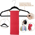 Perchas de terciopelo paquete de 48 perchas antideslizantes, 44 x 23cm , perchas con muescas anchas de hombro, barra para pantalones, gancho giratorio de 360°, ahorro de espacio