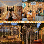 Guirnaldas de luces de hadas para exterior de 60+3 m, 700 LED de luz cálida con 8 modos, control remoto, temporizador y función de memoria, aptas para exterior e interior, bodas, fiestas