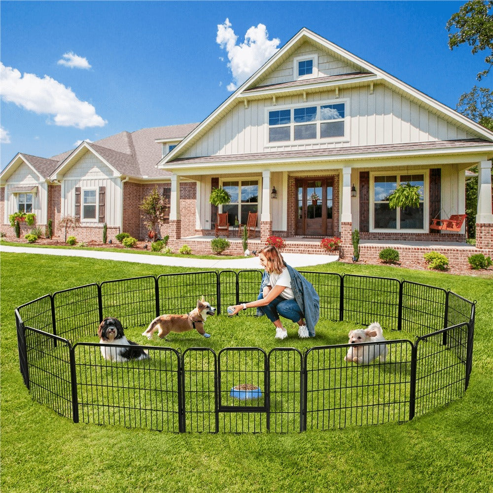 Costoffs Jaula para Perros de 80 x 60 cm con Puerta y Anillos para Piso, Ideal para Uso Interior y Exterior