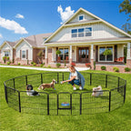 Costoffs Jaula para Perros de 80 x 60 cm con Puerta y Anillos para Piso, Ideal para Uso Interior y Exterior