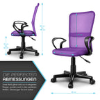 Silla de Oficina TRESKO® con Reposabrazos, Altura Ajustable Continua | Silla Giratoria de Malla Transpirable | Silla de Escritorio con Ruedas de Plástico Ligeras, Superficie Acolchada, Ajuste Ergonómico | Silla de Ordenador Ideal para Oficina en Casa, Hab