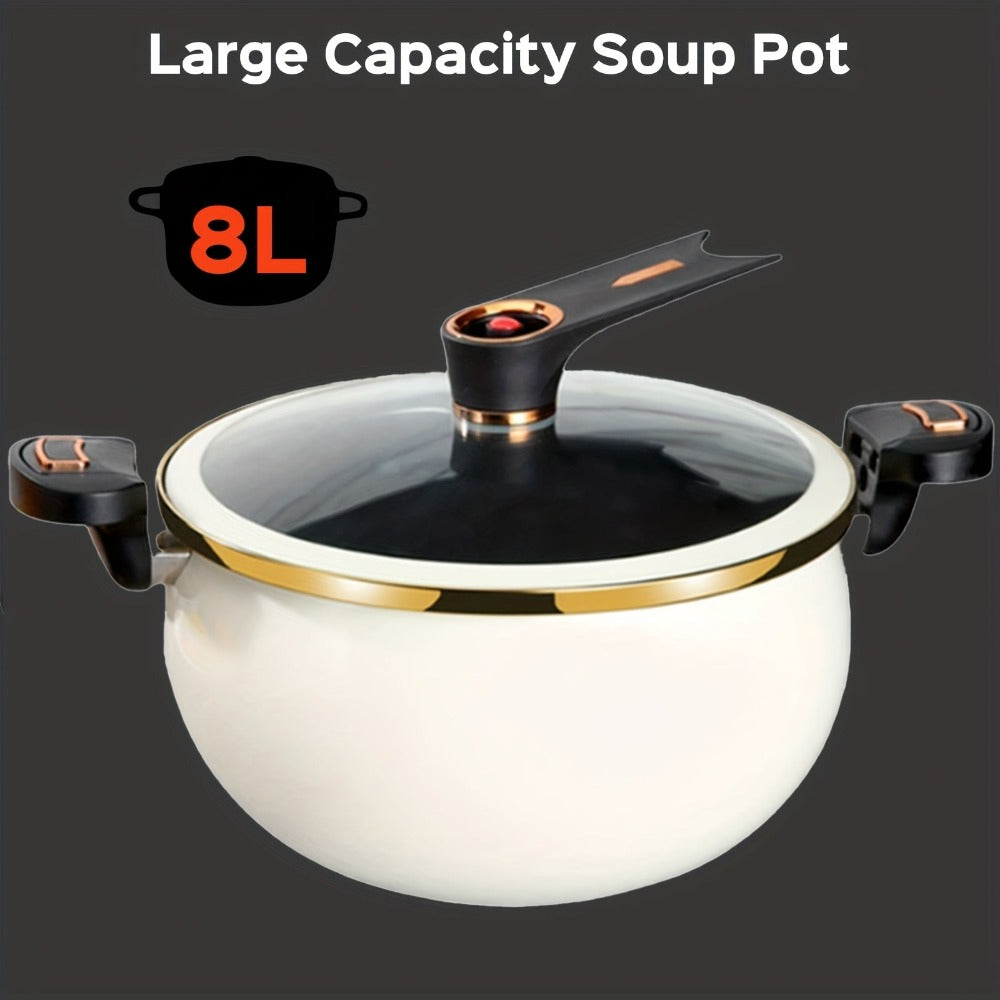 Olla para sopa multifuncional de gran capacidad de 8L, 28 cm/11 pulgadas, apta para cocinar y estofar, compatible con cocinas de gas e de inducción.
