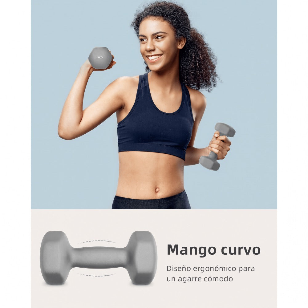 2 piezas - mancuernas de mango curvo ergonómico 0,5 kg / 1 kg / 1,5 kg / 2 kg / 3 kg / 4 kg / 5 kg / 6 kg un par de equipos de entrenamiento de peso de fitness de gimnasio doméstico no deslizante equipo de entrenamiento de yoga gris para hombres y mujeres