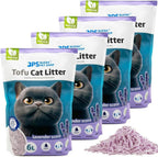 Arena de Tofu para Gatos aglomera 6L - Sin Polvo Fácil de Aglomerar y Controla Olores -y Segura para Gatitos - Pack de 4/8 Bolsas