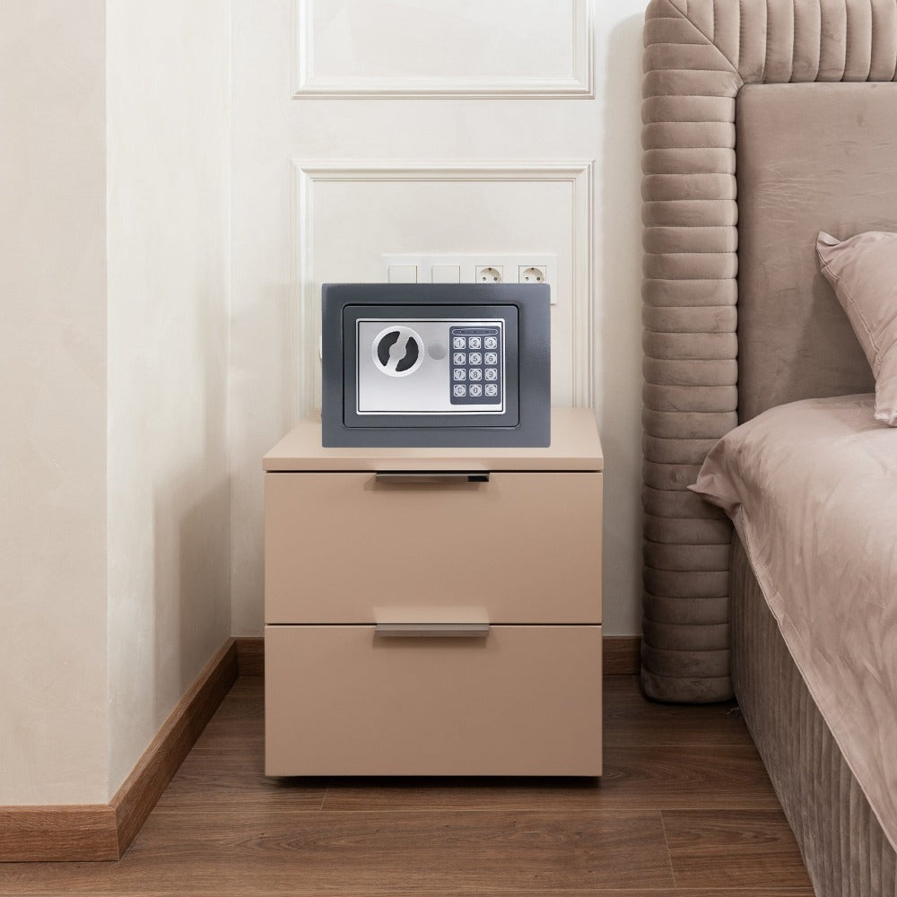 Caja Fuerte Electrónica Digital de Seguridad con Cerradura de Contraseña y Llave, Caja de Depósito de Dinero en Efectivo, Acero Resistente con 2 Llaves para Oficina, Hogar, Hotel, Montaje en Pared o Suelo