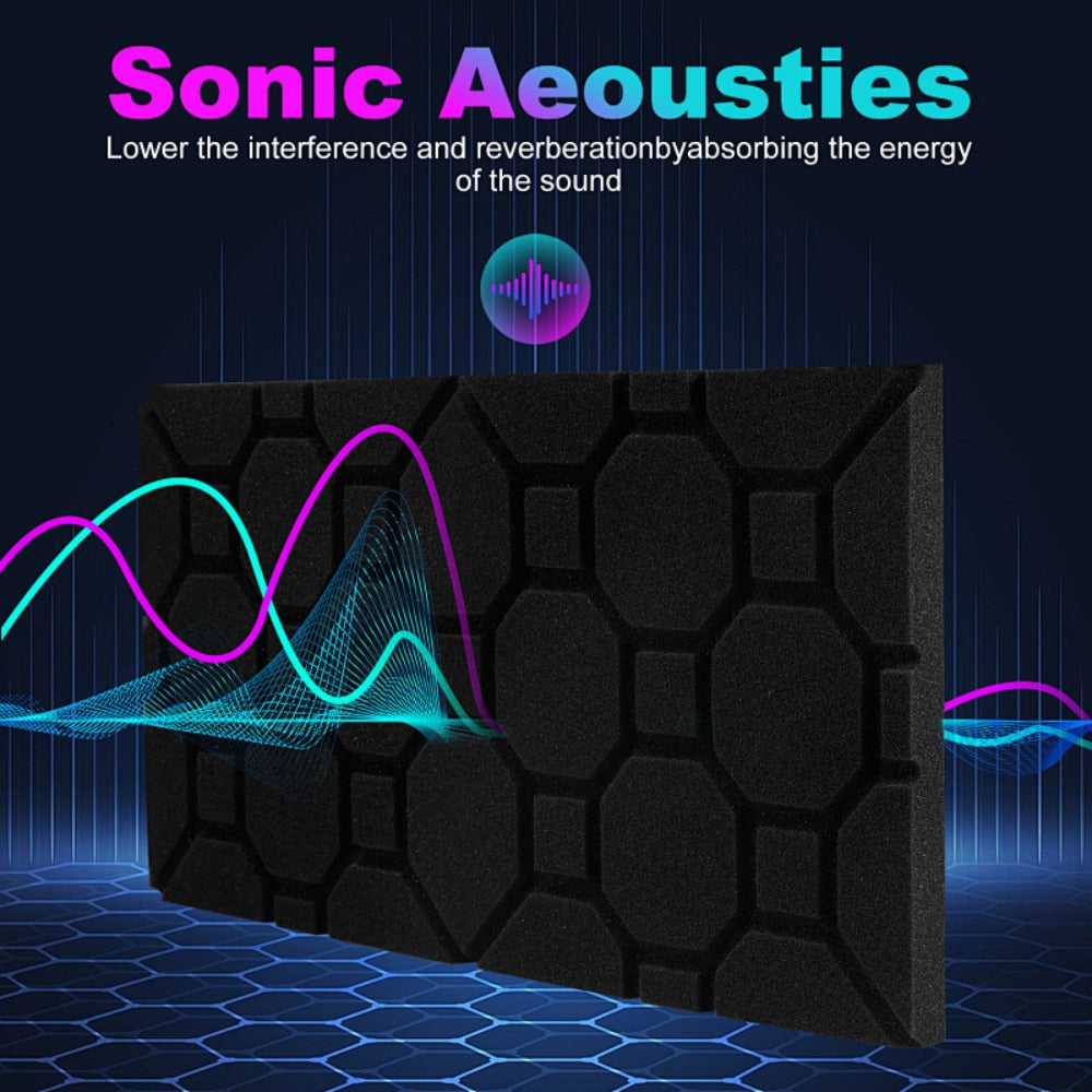 Paneles Acústicos 3D 30x30x2.5cm Autoadhesivos, Espuma Aislante de Sonido para Paredes - Paneles de Absorción Acústica para Estudio, Aislamiento Acústico para Hogar u Oficina, Reducción de Ruido 24/48/72 Piezas