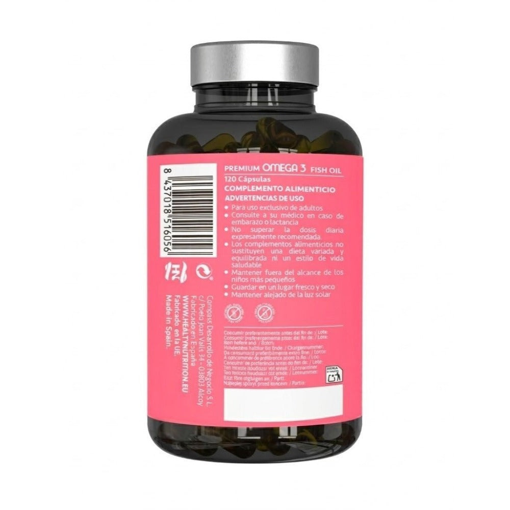 HN Nutrición Saludable Aceite de Pescado Omega 3 - Paquete de 2 Botellas (240 Perlas) - 2000Mg con EPA y DHA - Suplemento de Perlas con Vitamina E