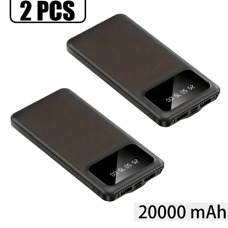 Baterías externas | 20000mAh-2pcs Banco de Energía Móvil de Gran Capacidad, Carga para Dispositivos Móviles, Pantalla LED/ Doble Interfaz de