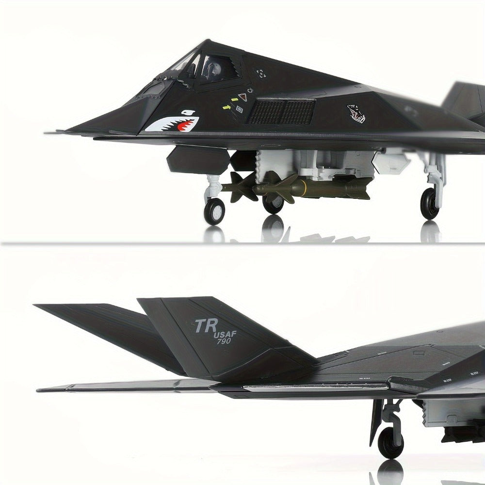 NUOTIE Modelo a escala 1:72 del F-117 Nighthawk "Caza furtivo" de metal fundido a presión con soporte de exhibición, modelo de avión estadounidense muy detallado, regalo perfecto para entusiastas militares, decoración para el hogar/oficina