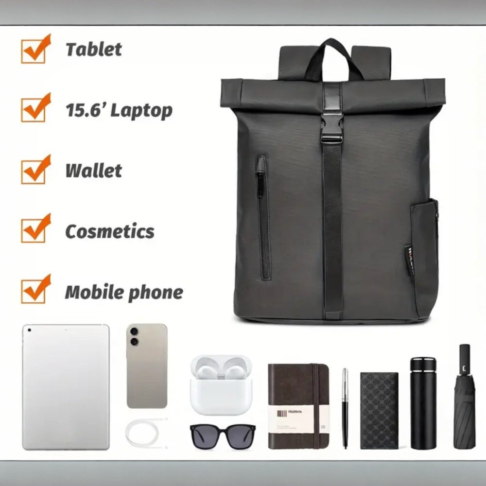 Mochila Enrollable para Hombre, Mochila Mujer para Portátil 15.6 Pulgadas, Moquera de Viaje Ligera para Hombre y Mujer de 21-25L, Bolso Escolar con Múltiples Compartimentos, Mochila Duradera de Capa Suave para Deportes al Aire Libre, Trabajo.