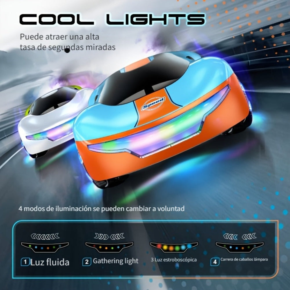 Coche de juguete, Coche RC de acrobacias y deriva, Nuevo estilo de automóvil eléctrico de energía, con pila de carga (sin función de batería de almacenamiento), con control remoto de mango y correa de muñeca, con efectos de iluminación y efectos de rociad
