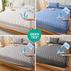 1 Protector de colchón, no incluye funda de almohada ni relleno, diseño de patrón recto impermeable de color sólido, suave y cómodo con tecnología de estampado en relieve sónico, lavable a máquina para dormitorio, hotel, residencia estudiantil, uso en 4 e