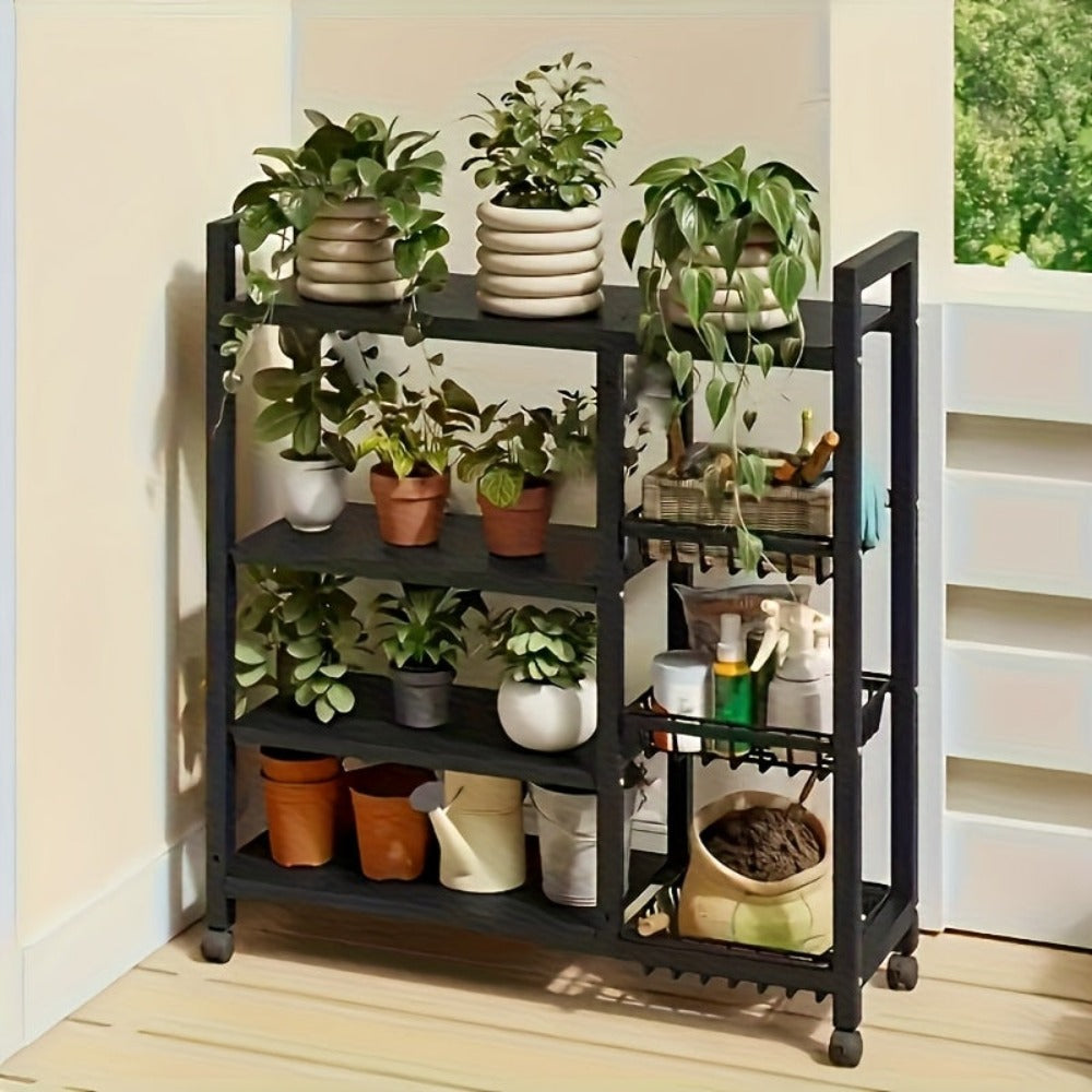 Estante de almacenamiento de metal dorado ajustable de 4 niveles con ruedas y 3 cestas - Estante organizador móvil para cocina, despensa, baño, armario - Diseño rodante para ahorrar espacio, regalo de inauguración y almacenamiento del hogar ()